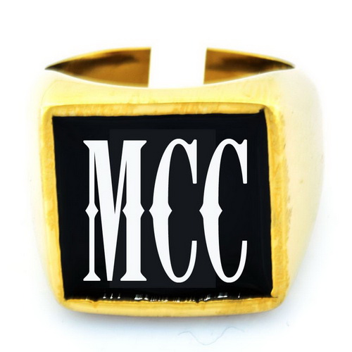 MCC02 custom made single letters initials enamel name ring - Click Image to Close